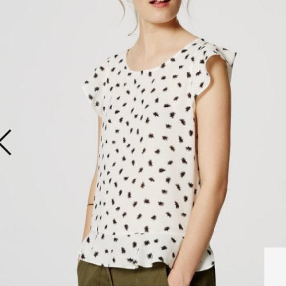 Loft Brushdot Peplum Shell Blouse Top M - Picture 1 of 5